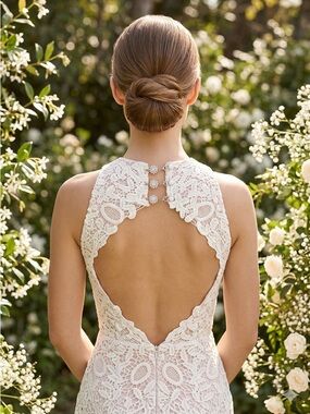 ✨ CUSTOM LUNA White Crochet Lace Open-Back Dress - Bridal/Event Sz.SP✨